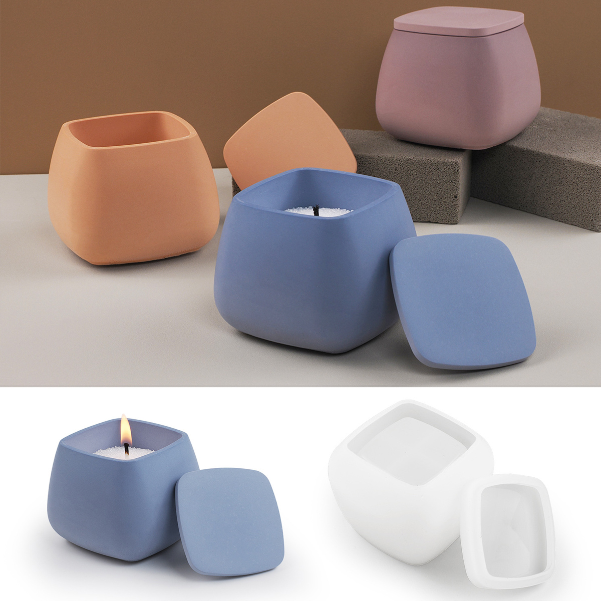 Square Candle Jar Silicone Mol - Candle Making Jars With Lids review and price