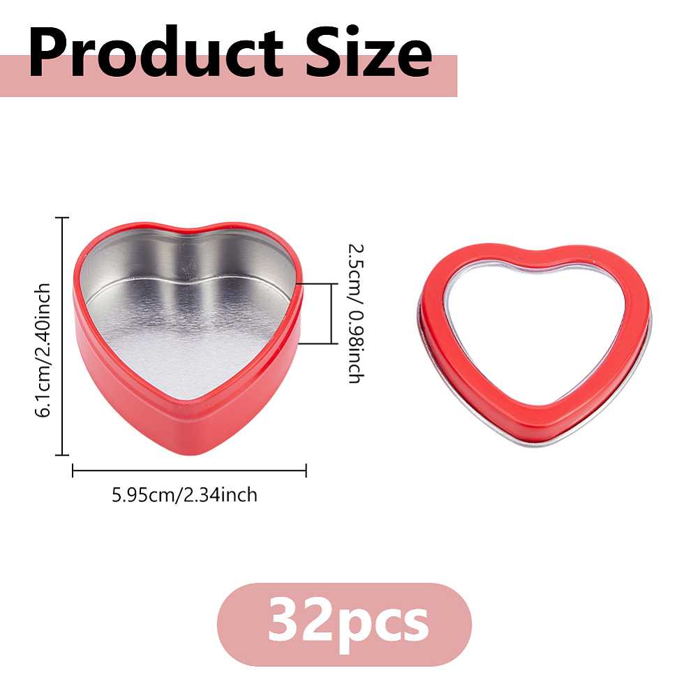 32Pcs 2 OZ Heart Shaped Metal  - Candle Making Jars With Lids review and price