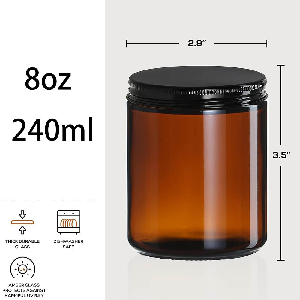 8oz Amber Glass Jars with Blac - Candle Making Jars With Lids review and price
