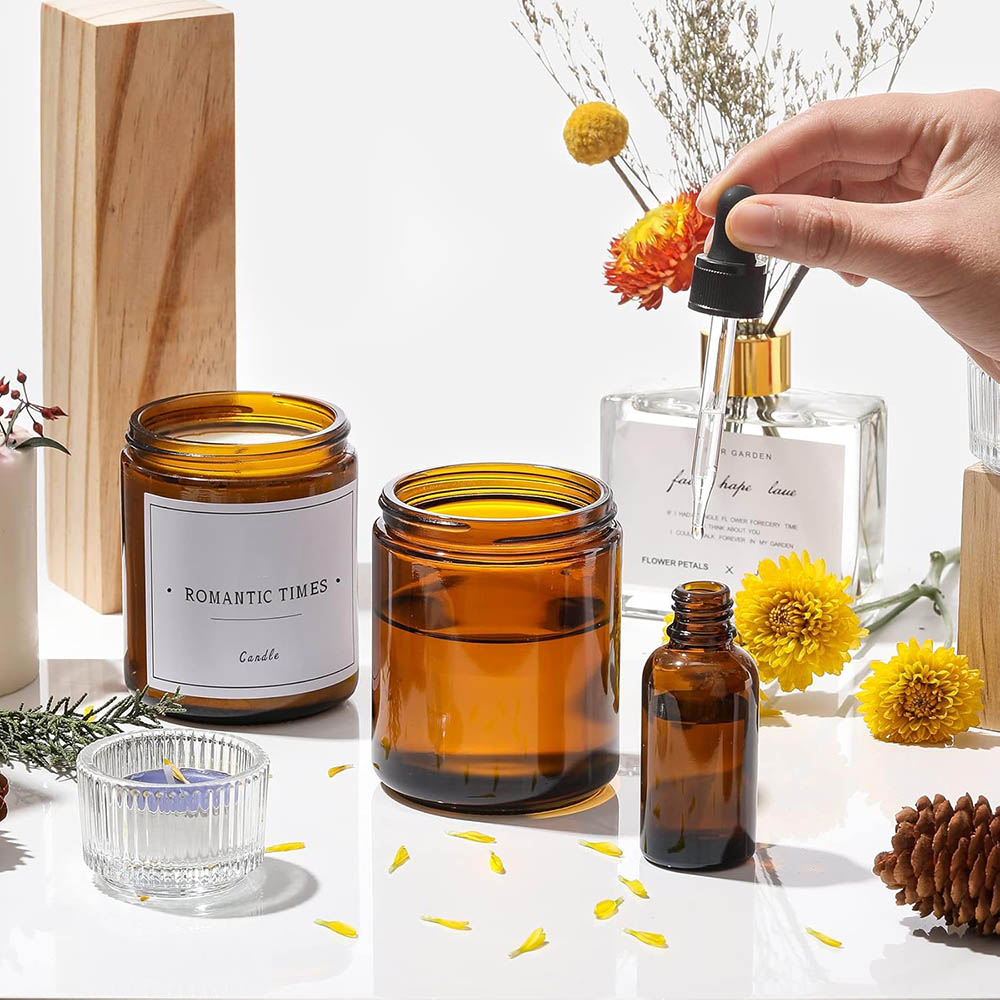 8oz Amber Glass Jars with Blac - Candle Making Jars With Lids review and price