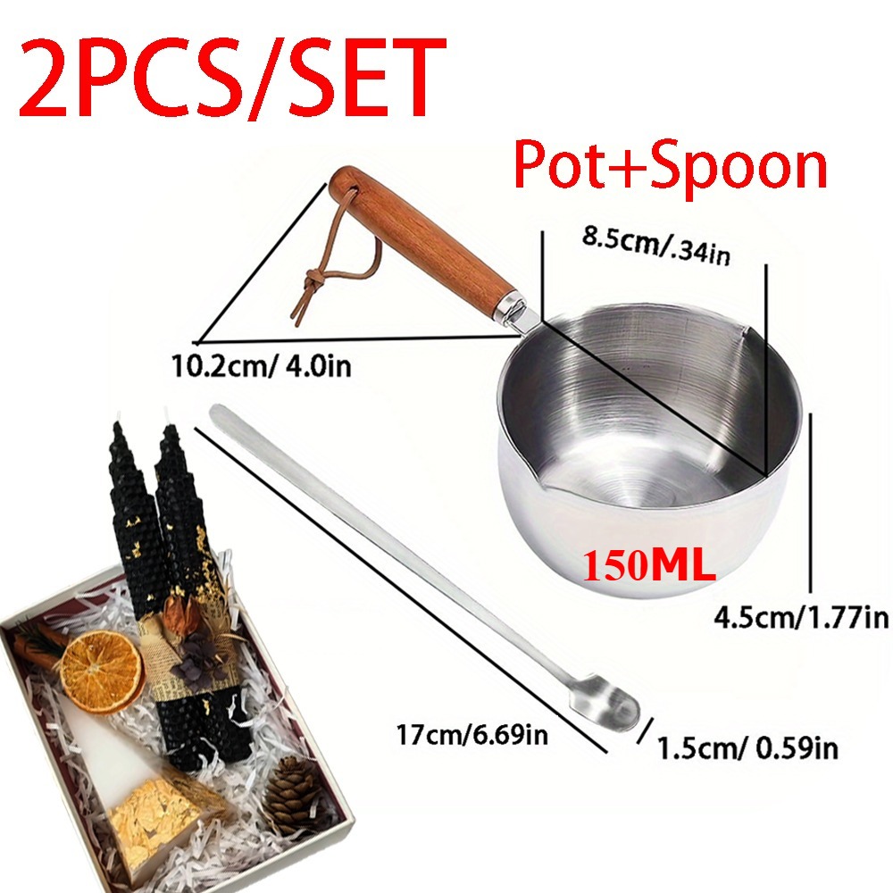 2PCS/SET Wood Handle Wax Melti - Candle Making Jug review and price